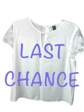 White Shein Clasi Keyhole Neck Embroidered Mesh Sleeve Top